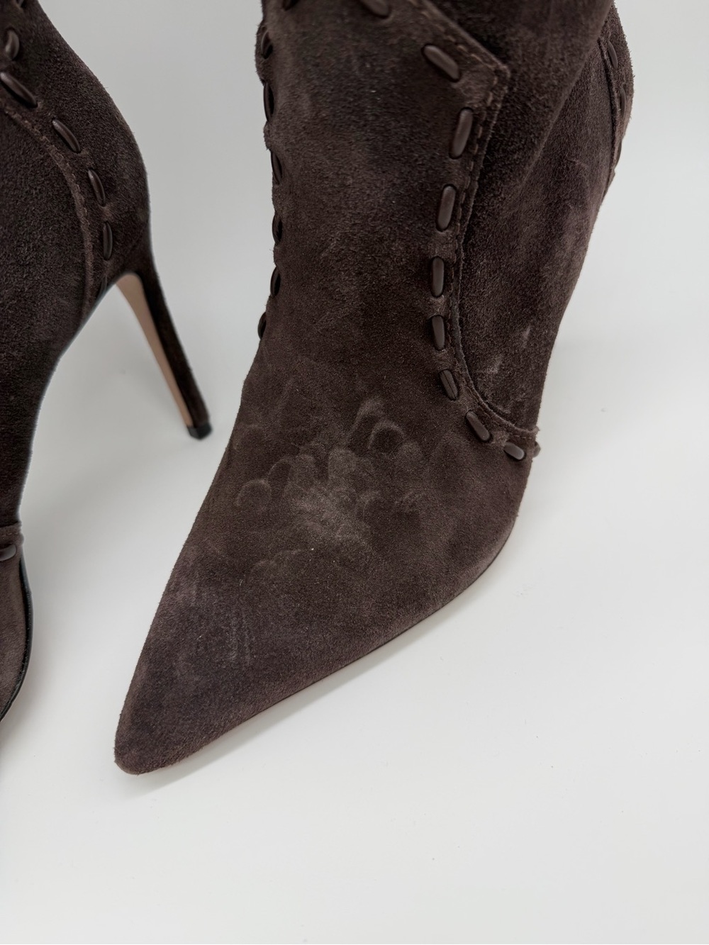 Schutz Eliana Brown Suede Western Knee-High Stiletto Boots – Size 8.5 - Picture 8 of 12